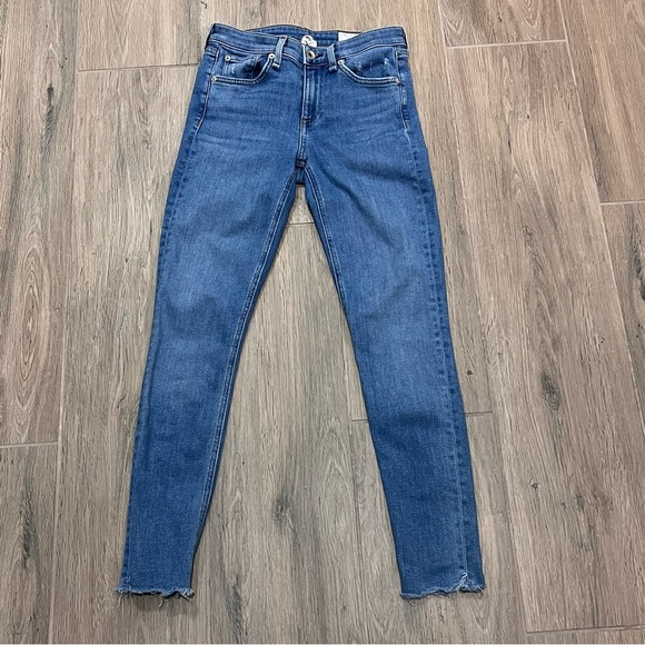 Rag & Bone Jeans Palmer Cate Mid Rise Ankle Women Blue Raw Fray Hem Normcore - Picture 14 of 15